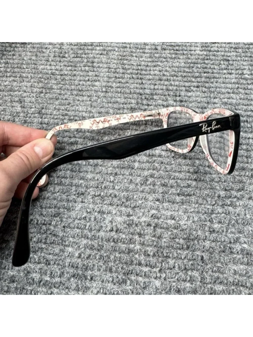 Ray-Ban RB5228 5014 Eyeglasses Black White and Red 50-17-140 Full Rim + Case